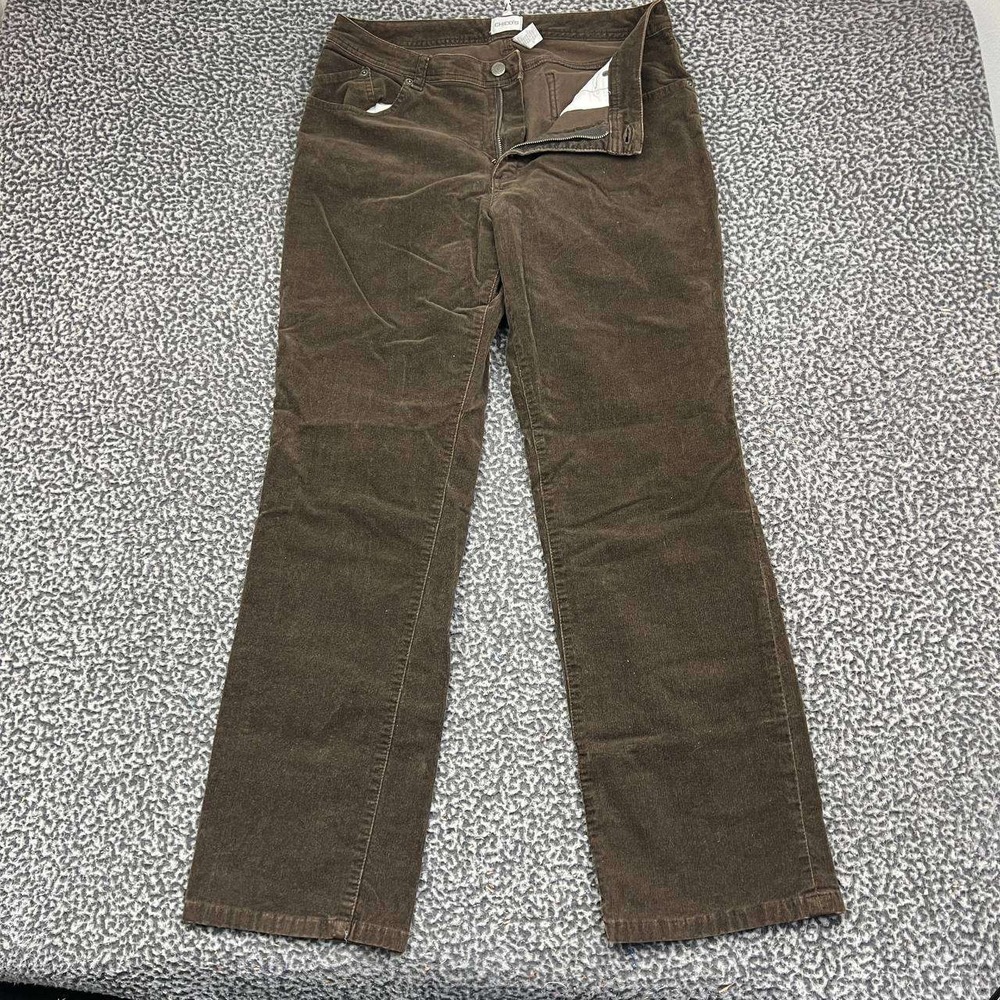 Chico's Pants Women 2 Regular Brown Corduroy Straight Leg Stretch Cotton